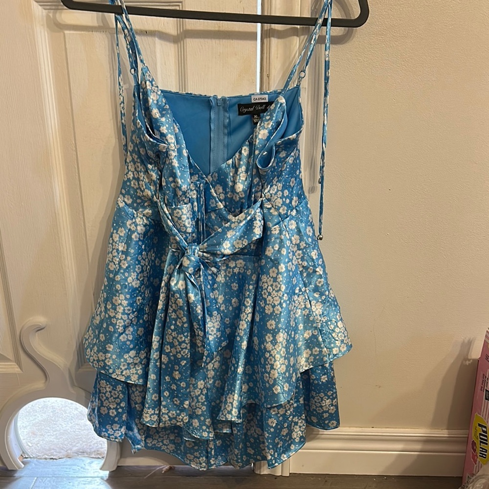 Floral Blue Layered Mini Romper By Crystal Doll BNWT